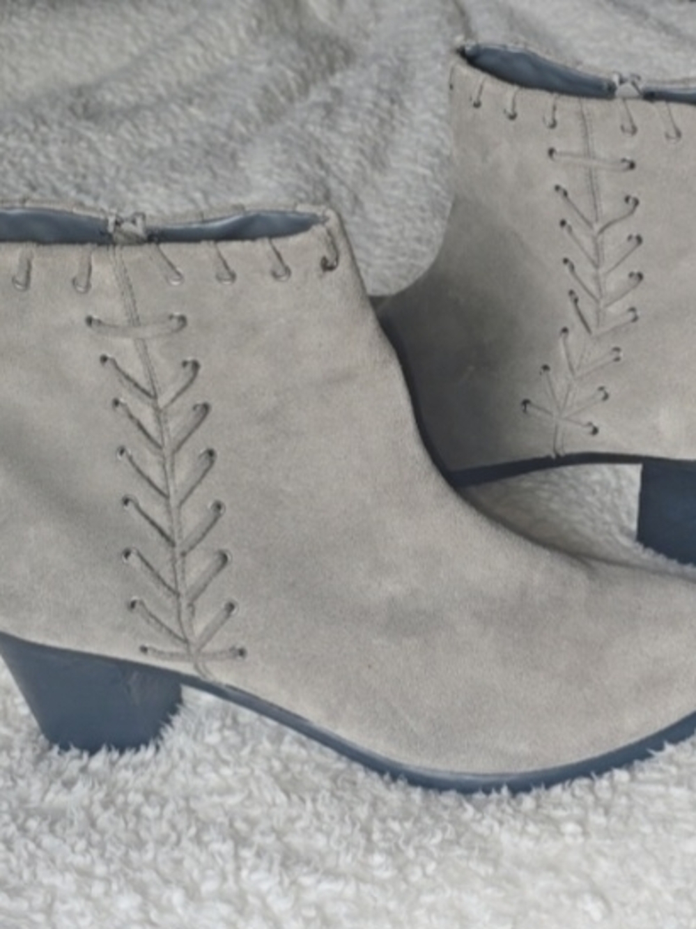 Women’s Taupe Suede Ankle Boots - Stylish Lace Detail